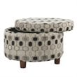 Pemberly Row Round Transitional Wood and Fabric Storage Ottoman in Multi-Color