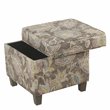 Pemberly Row Square Fabric Floral Pattern Ottoman with Lift Off Lid - Brown/Gray