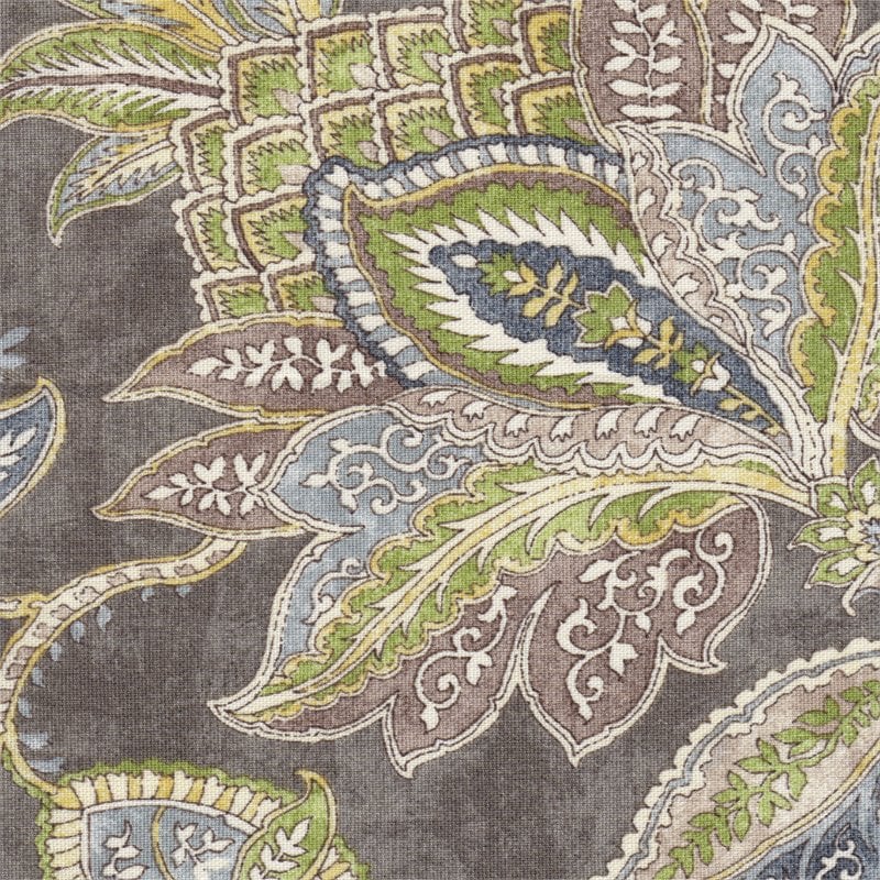 Pemberly Row Square Fabric Floral Pattern Ottoman with Lift Off Lid - Brown/Gray