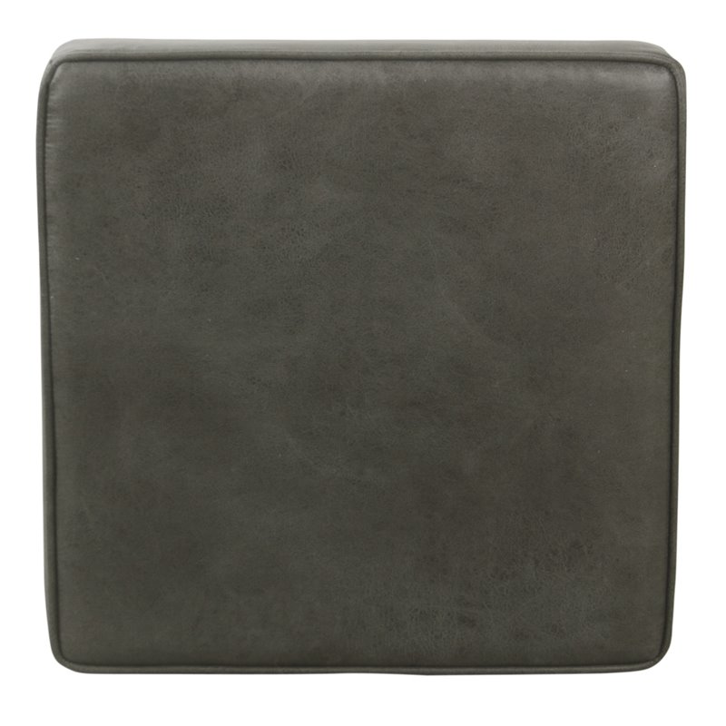 Pemberly Row Square Transitional Faux Leather Ottoman with Lift Off Top in Gray