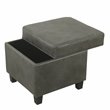 Pemberly Row Square Transitional Faux Leather Ottoman with Lift Off Top in Gray