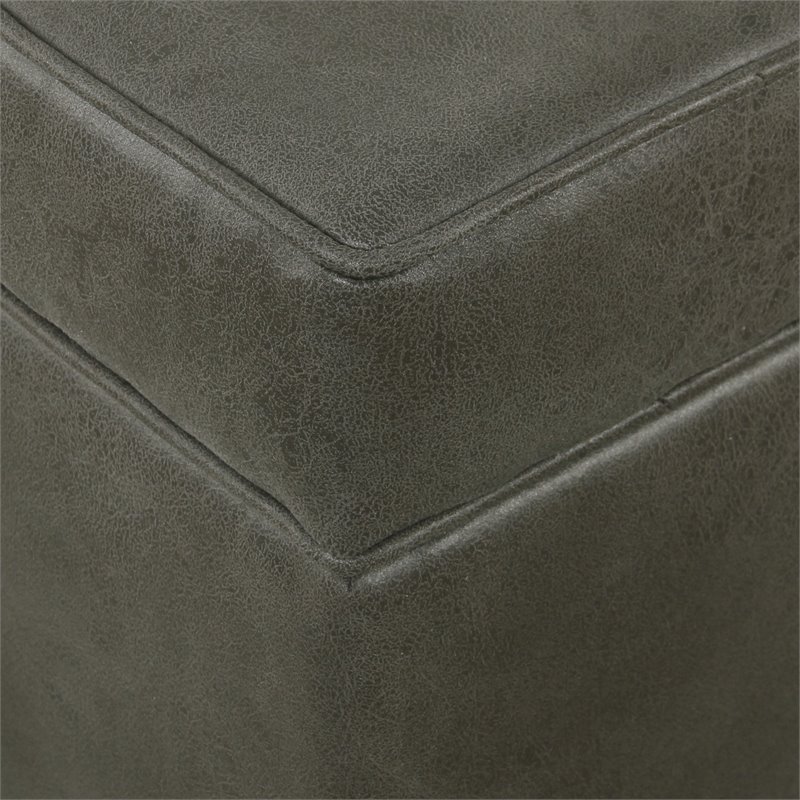 Pemberly Row Square Transitional Faux Leather Ottoman with Lift Off Top in Gray