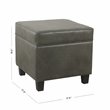 Pemberly Row Square Transitional Faux Leather Ottoman with Lift Off Top in Gray