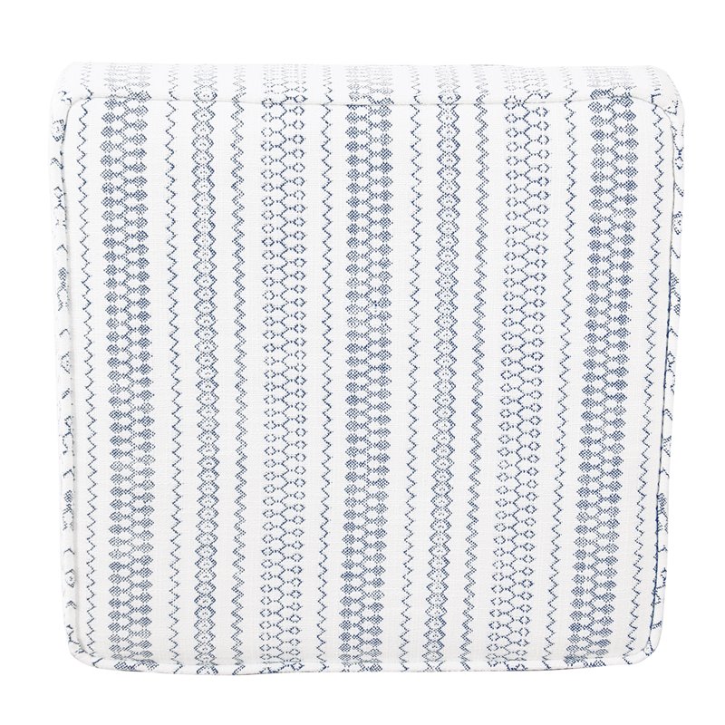 Pemberly Row Square Wood and Fabric Ottoman with Lift Off Lid in Blue