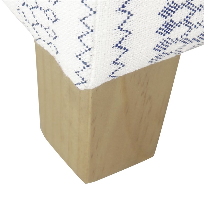 Pemberly Row Square Wood and Fabric Ottoman with Lift Off Lid in Blue