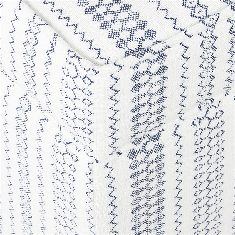 Pemberly Row Square Wood and Fabric Ottoman with Lift Off Lid in Blue