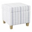 Pemberly Row Square Wood and Fabric Ottoman with Lift Off Lid in Blue