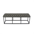 Pemberly Row Modern Faux Leather Large Ottoman with Button Tufting in Gray
