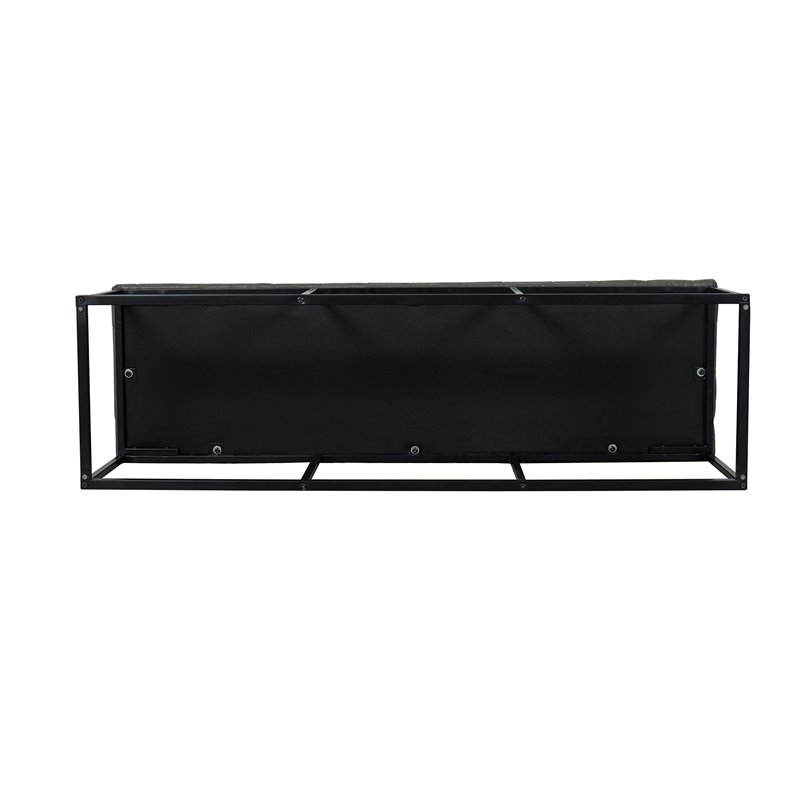 Pemberly Row Modern Faux Leather Large Ottoman with Button Tufting in Gray
