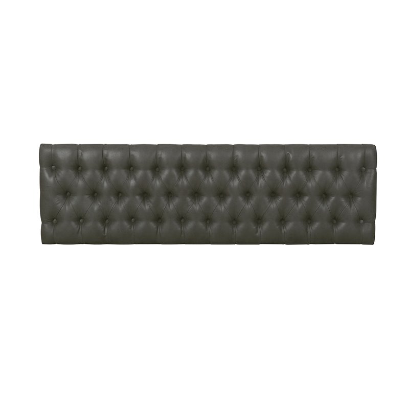 Pemberly Row Modern Faux Leather Large Ottoman with Button Tufting in Gray