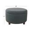 Pemberly Row Round Transitional Fabric Large Storage Ottoman in Textured Navy