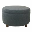 Pemberly Row Round Transitional Fabric Large Storage Ottoman in Textured Navy
