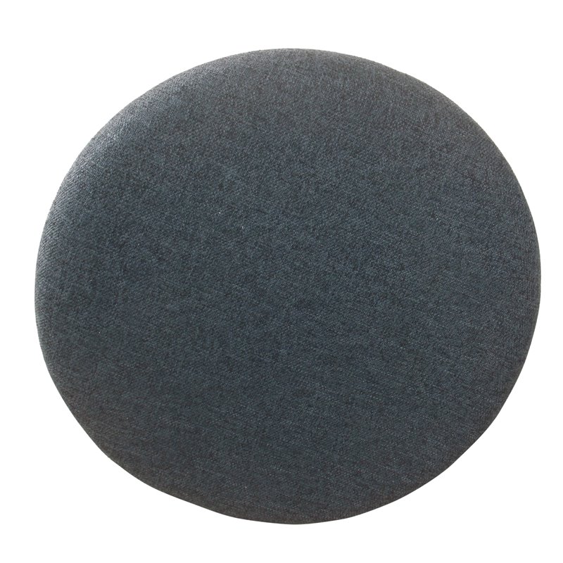 Pemberly Row Round Transitional Fabric Large Storage Ottoman in Textured Navy