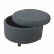 Pemberly Row Round Transitional Fabric Large Storage Ottoman in Textured Navy