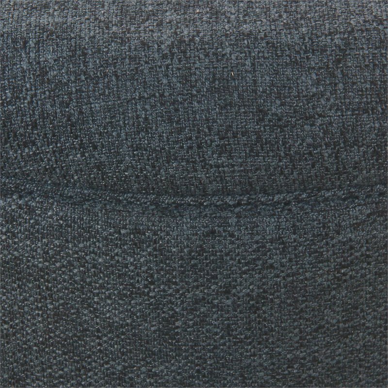 Pemberly Row Round Transitional Fabric Large Storage Ottoman in Textured Navy