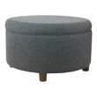 Pemberly Row Round Transitional Fabric Large Storage Ottoman in Textured Navy