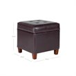 Pemberly Row Square Transitional Wood and Faux Leather Storage Ottoman in Brown