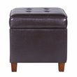 Pemberly Row Square Transitional Wood and Faux Leather Storage Ottoman in Brown