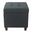 Pemberly Row Square Wood and Fabric Storage Ottoman in Textured Navy