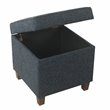 Pemberly Row Square Wood and Fabric Storage Ottoman in Textured Navy
