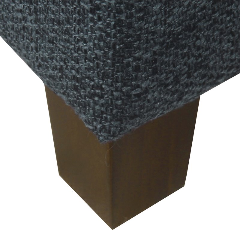 Pemberly Row Square Wood and Fabric Storage Ottoman in Textured Navy