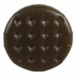 Pemberly Row Round Wood & Faux Leather Large Storage Ottoman in Brown
