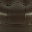 Pemberly Row Round Wood & Faux Leather Large Storage Ottoman in Brown