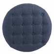 Pemberly Row Round Wood & Fabric Large Storage Ottoman in Navy Blue