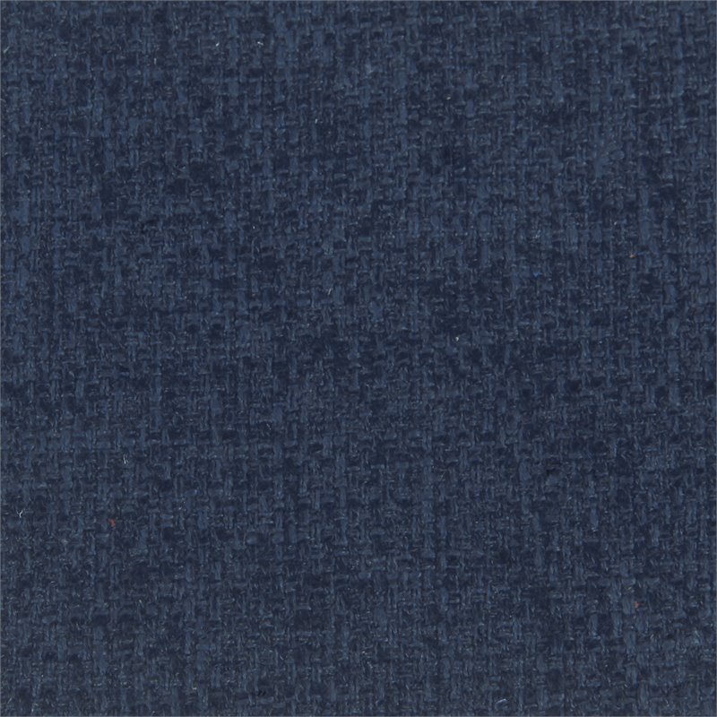 Pemberly Row Round Wood & Fabric Large Storage Ottoman in Navy Blue