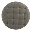 Pemberly Row Round Traditional Wood and Fabric Large Storage Ottoman in Gray