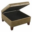 Pemberly Row Transitional Faux Leather Storage Ottoman in Distressed Brown