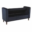 Pemberly Row Modern Velvet Fabric Storage Bench in Dark Navy