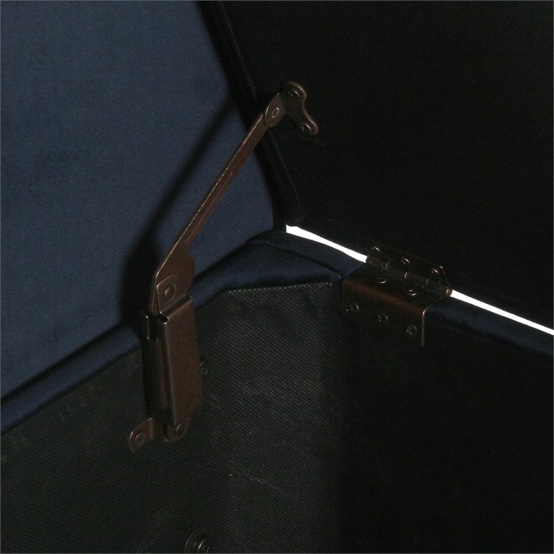 Pemberly Row Modern Velvet Fabric Storage Bench in Dark Navy