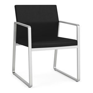 Pemberly Row Reception Waiting Room Healthcare Guest Chair in Silver & Black