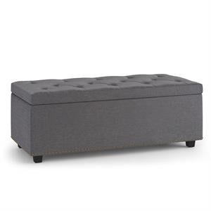 Pemberly Row Fabric 44 &quot W Rectangle Storage Ottoman in Slate Gray Linen Fabric