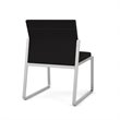 Pemberly Row Reception Waiting Room Armless Guest Chair in Silver Steel & Black