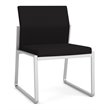 Pemberly Row Reception Waiting Room Armless Guest Chair in Silver Steel & Black