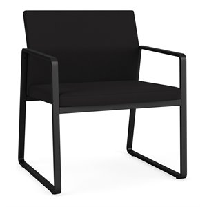 Pemberly Row Reception Waiting Room Oversize Guest Chair in Black Steel & Black