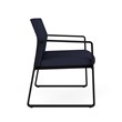Pemberly Row Reception Waiting Room Bariatric Chair in Black Steel & Navy Blue