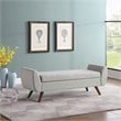 Pemberly Row Modern Woven Fabric Storage Bench with Wood Legs in Gray