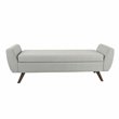Pemberly Row Modern Woven Fabric Storage Bench with Wood Legs in Gray
