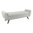 Pemberly Row Modern Woven Fabric Storage Bench with Wood Legs in Gray