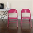 Pemberly Row Hercules Colorburst Metal Folding Chair in Pink (Set of 2)