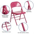 Pemberly Row Hercules Colorburst Metal Folding Chair in Pink (Set of 2)