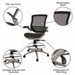 Pemberly Row Metal Drafting Chair with Flip-Up Arms in Black/Graphite Silver