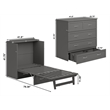 Pemberly Row Twin XL Solid Wood Modern Murphy Bed Chest with Mattress in Gray