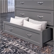 Pemberly Row Twin XL Solid Wood Modern Murphy Bed Chest with Mattress in Gray