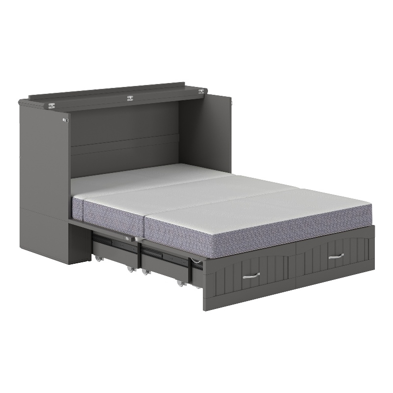 Pemberly Row Murphy Modern Solid Wood Full Bed Chest with Mattress in Gray