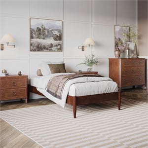 Pemberly Row 12&quot Twin XL Solid Wood Basic Platform Bed Frame in Walnut