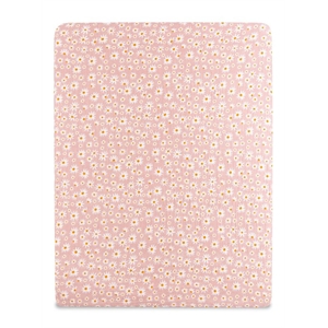 Pemberly Row 28x36&quot Modern Organic Cotton Midi Crib Sheet in Daisy Pink